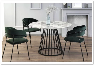 Стол обеденный Halmar BRODWAY белый мрамор/черный