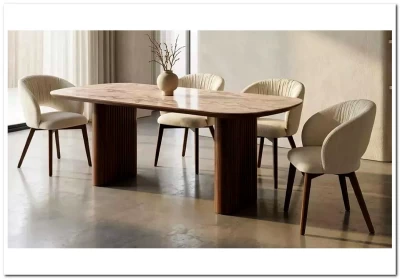 Стул ПИОЛА (PIOLA), цвет СВЕТЛО-БЕЖЕВЫЙ CITY-102, букле / ОРЕХ каркас, ®DISAUR