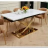 Стол обеденный Signal HERMES II 160 (эффект белого мрамора/золотой)